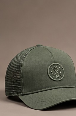 Emblem Trucker Cap in Sage Green