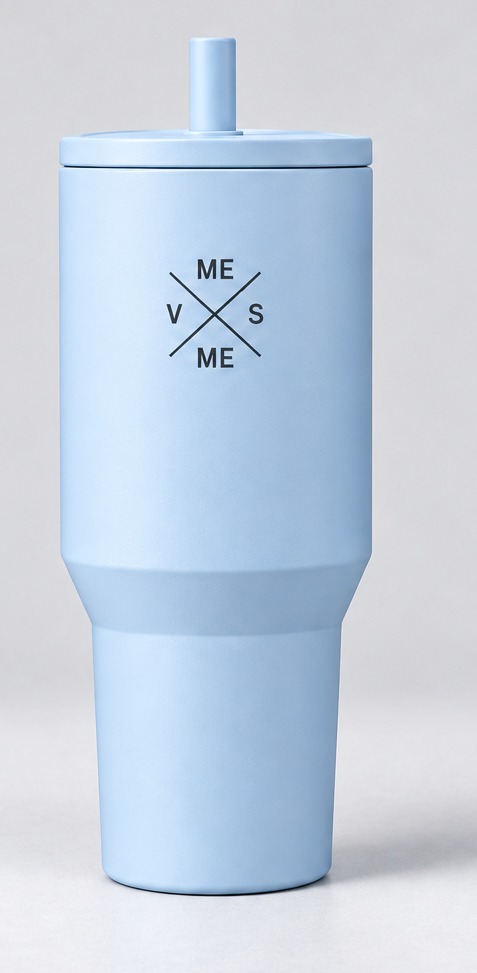 Emblem Straw Tumbler in Light Blue